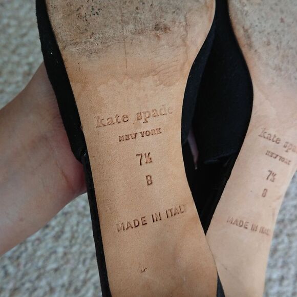 kate spade gold buckle suede leather slingback pump size 7.5B - Picture 10 of 13